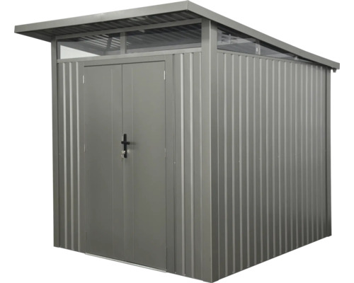 Abri de jardin métallique avec double porte et lanterneau
