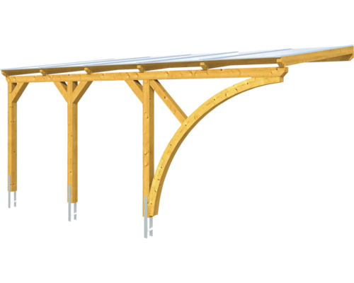 Holzcarport mit transparenter Bedachung