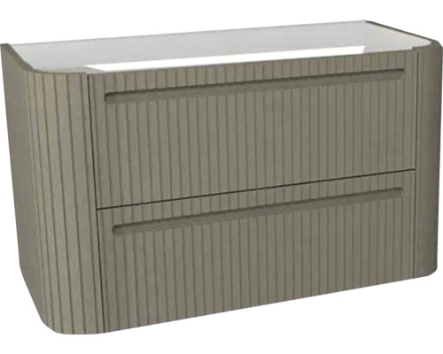 Waschtischunterschrank für Waschtischplatte Devo Gloria 2.0 BxHxT 86x50x42 cm stone grey supermatt geriffelt Waschtischunterschrank für Waschtischplatte Devo Gloria 2.0 BxHxT 86x50x42 cm stone grey supermatt geriffelt