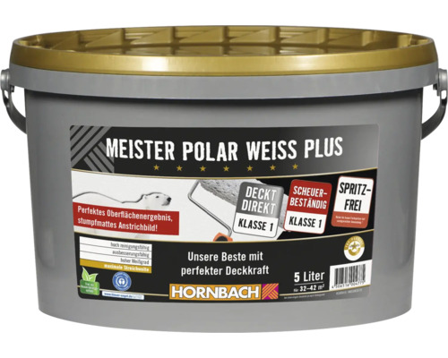 HORNBACH Wandfarbe Meister Polarweiss Plus spritzfrei konservierungsmittelfrei weiss 5 L