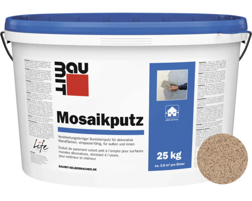 Baumit Mosaikputz M305 Victoria gebrauchsfertiger Dünnschichtdeckputz 2 mm weiss-dunkelbraun-beige 25 kg