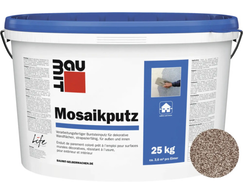 Baumit Mosaikputz M306 Parnass gebrauchsfertiger Dünnschichtdeckputz 2 mm weiss-dunkelbraun-schwarz 25 kg