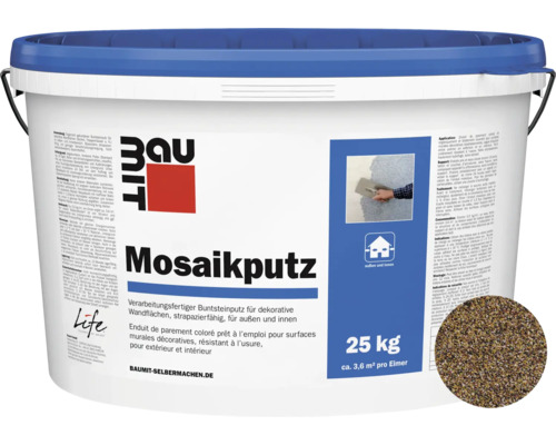 Baumit Mosaikputz M316 Kosh gebrauchsfertiger Dünnschichtdeckputz 2 mm weiss-schwarz-beige-ziegelrot 25 kg