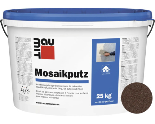 Baumit Mosaikputz M317 El Capitan gebrauchsfertiger Dünnschichtdeckputz 2 mm dunkelbraun-schwarz 25 kg