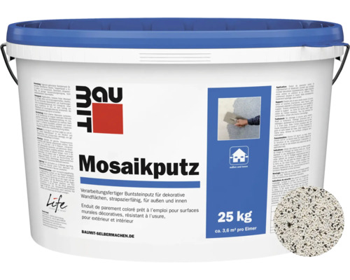 Baumit Mosaikputz M338 Olympus Nature Line gebrauchsfertiger Dünnschichtdeckputz weiss-schwarz-grau 25 kg