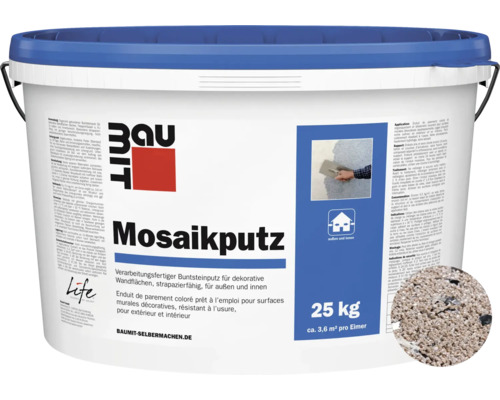 Baumit Mosaikputz M340 Babia Nature Line gebrauchsfertiger Dünnschichtdeckputz 2 mm schwarz-graubraun 25 kg