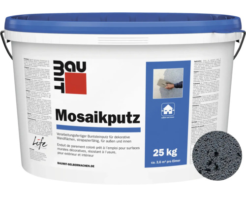 Baumit Mosaikputz M343 Etna Nature Line gebrauchsfertiger Dünnschichtdeckputz 2 mm grau-beige 25 kg