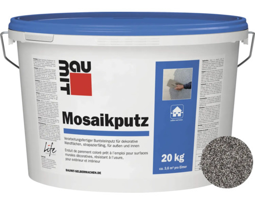 Baumit Mosaikputz M328 gebrauchsfertiger Dünnschichtdeckputz 2 mm schwarz-grau 20 kg