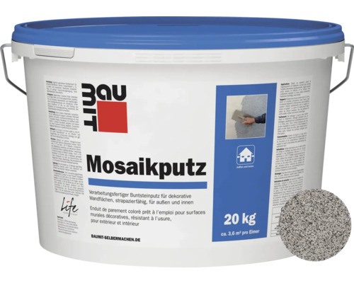 Enduit de granulats de marbre Baumit M327 enduit de finition en couche mince prêt à l'emploi blanc-gris-noir 20 kg