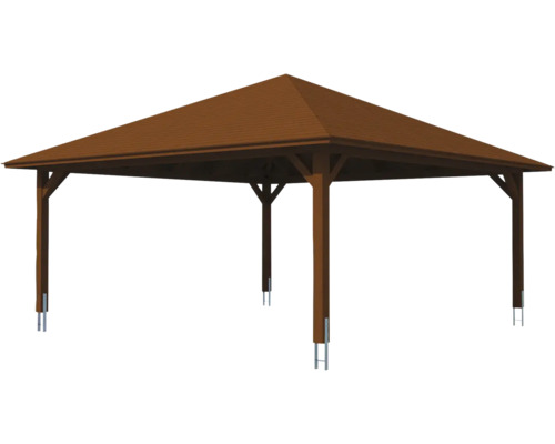 Pavillon mit Holzdach und Holzpfosten
