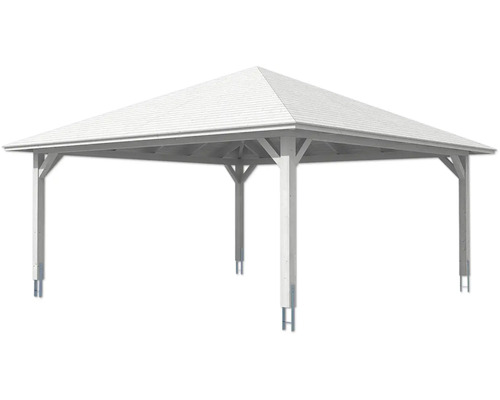 Freistehender Pavillon mit Holzkonstruktion und spitzem Dach