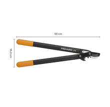 Fiskars L74 Getriebe-Astschere mit einer Länge von 55 cm und einer Breite von 18,3 cm.