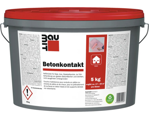 Pont d'adhérence pour béton Baumit rose 5 kg Seau Bau Mit Betonkontakt, couche d''adhérence pour surfaces en béton lisses et supports denses non absorbants, 5 kg