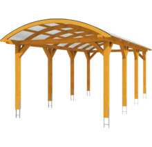 Abri de voiture en bois avec toit en polycarbonate