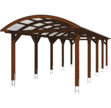 Carport en bois avec toit en plaques de polycarbonate