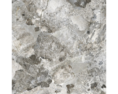 Dalle de sol en grès cérame fin MIRAVA MADRID dark grey lxLxé 120x120x1.05 cm Gros plan d''un carreau de grès cérame gris aspect marbre