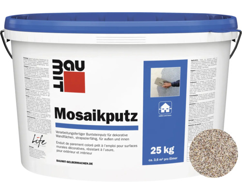 Baumit Mosaikputz M308 Kope gebrauchsfertiger Dünnschichtdeckputz 2 mm weiss-dunkelbraun-beige-schwarz 25 kg