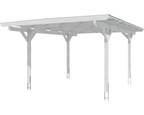 Carport en bois avec toit plat pour abriter les voitures