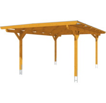 Holzcarport mit Flachdach und Metallpfostenfüßen
