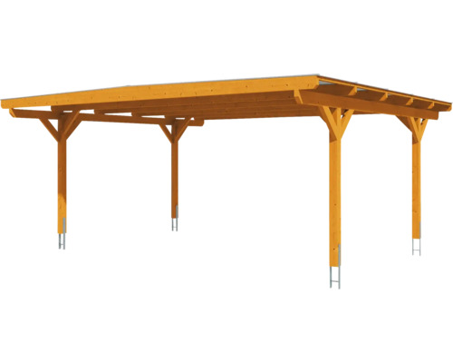 Holzcarport mit Pfosten und Dach