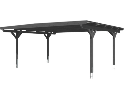 Carport en bois avec six poteaux