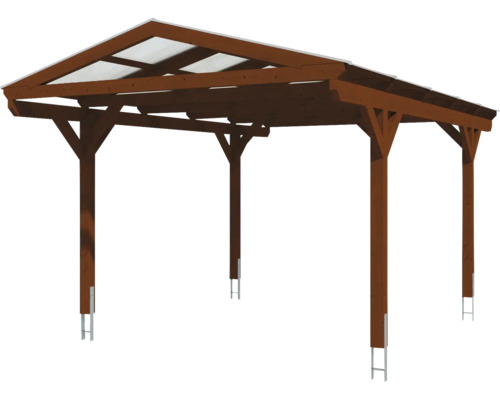 Carport en bois avec plaques de toit en polycarbonate