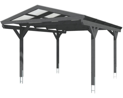 Carport en bois avec toit transparent
