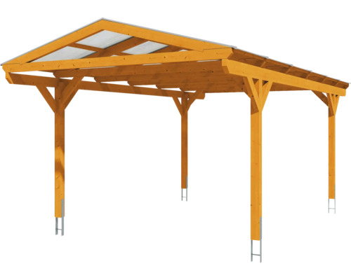 Holzcarport mit transparenter Dachabdeckung
