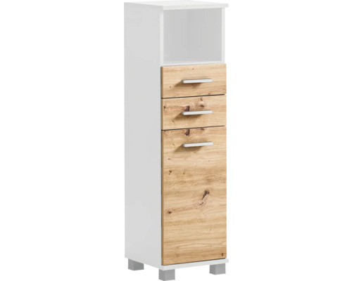 Highboard Möbelpartner Palermo BxHxT 30.3x110.5x32.6 cm artisan eiche/weiss Hochschrank mit drei Schubladen und offenem Fach