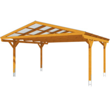 Holzcarport mit durchsichtigem Dach