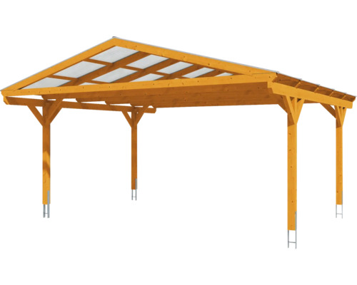 Carport en bois avec toit transparent