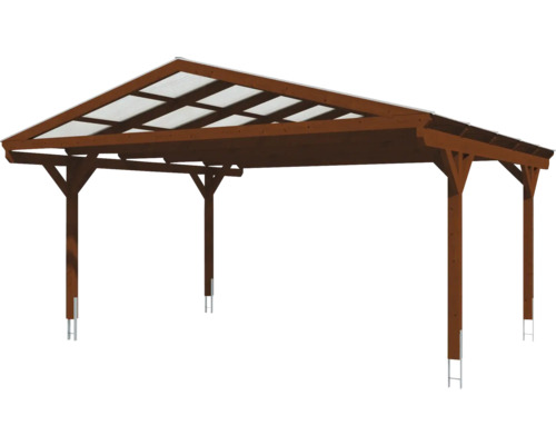 Carport en bois avec toit transparent