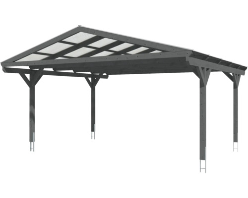 Abri de voiture en bois avec toit transparent