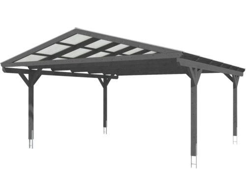Carport en bois avec toit transparent