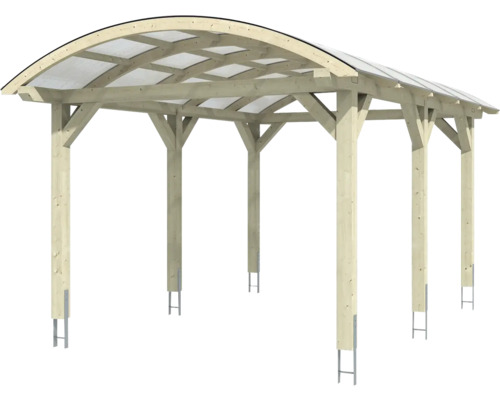 Einzelcarport SKAN HOLZ mit Bogendach, 376x541 cm natur