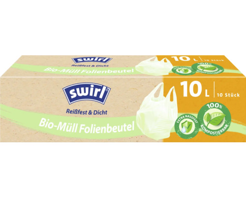 Swirl Biomüllbeutel, 10 Liter, 10 Stück, reißfest und dicht, kompostierbar