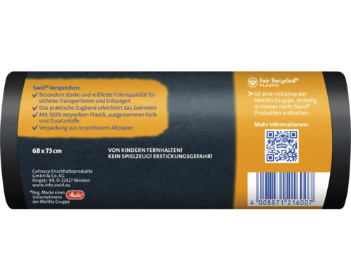 Emballage des sacs poubelles Swirl de dimensions 68 x 73 cm