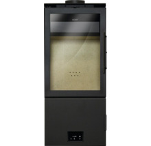 Poêle à bois avec fenêtre de visualisation et éléments de commande