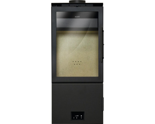 Poêle à bois avec fenêtre de visualisation et éléments de commande