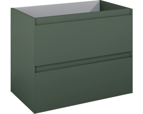 Jungborn DECEM Waschbeckenunterschrank BxHxT 80x63.5x45.8 cm forest grün matt Waschtischunterschrank mit zwei Schubladen