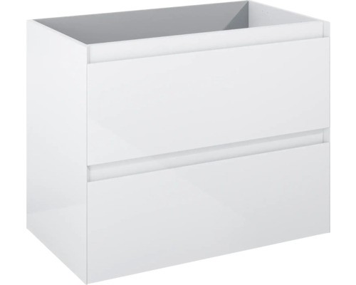 Jungborn DECEM Waschbeckenunterschrank BxHxT 80x63.5x45.8 cm weiss hochglanz Waschtischunterschrank mit zwei Schubladen