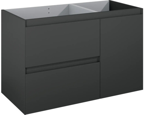 Jungborn DECEM Waschbeckenunterschrank BxHxT 100x63.5x45.8 cm anthrazit matt Waschtischunterschrank mit zwei Schubladen und einer Tür für das Badezimmer