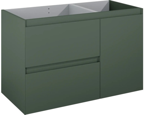 Jungborn DECEM Waschbeckenunterschrank BxHxT 100x63.5x45.8 cm forest grün matt Waschbeckenunterschrank mit zwei Schubladen und einer Tür