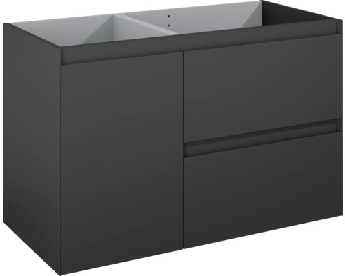 Jungborn DECEM Waschbeckenunterschrank BxHxT 100x63.5x45.8 cm anthrazit matt Waschtischunterschrank mit zwei Schubladen und einer Tür