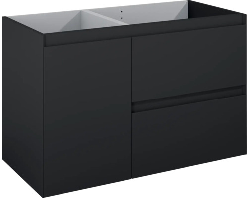 Jungborn DECEM Waschbeckenunterschrank BxHxT 100x63.5x45.8 cm schwarz matt Waschbeckenunterschrank mit zwei Schubladen und zwei Türen