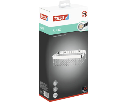 Emballage d''une étagère de douche Tesa Aluxx de dimensions 300 x 87 x 147 mm