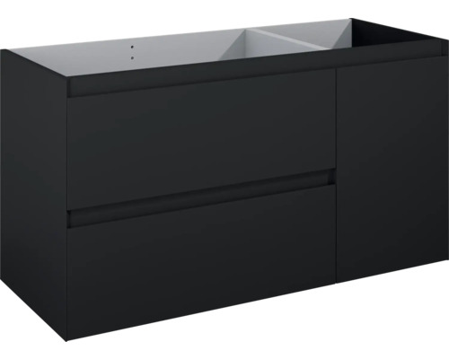 Jungborn DECEM Waschbeckenunterschrank BxHxT 120x63.5x45.8 cm schwarz matt Schwarzer Waschtischunterschrank mit zwei Schubladen für das Badezimmer