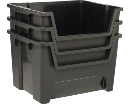 Drei ineinander gestapelte Kunststoff-Lagerboxen