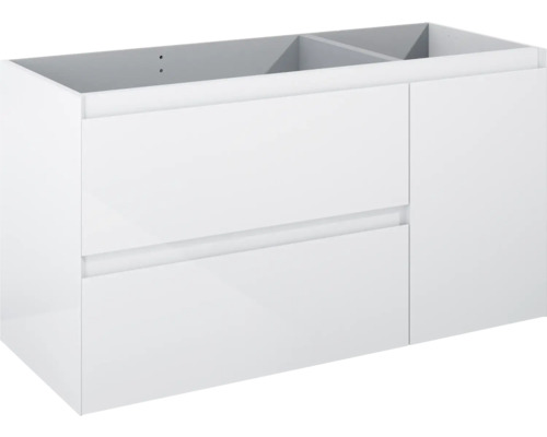 Jungborn DECEM Waschbeckenunterschrank BxHxT 120x63.5x45.8 cm weiss hochglanz Waschbeckenunterschrank mit zwei Schubladen und einer Tür