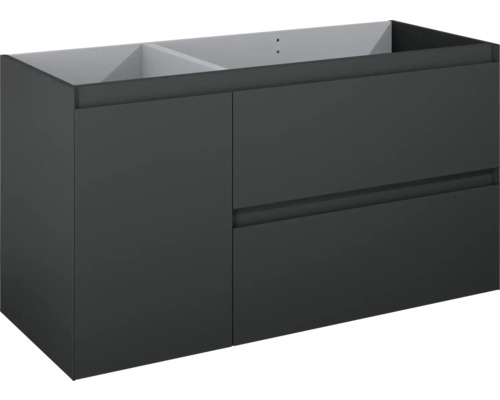 Jungborn DECEM Waschbeckenunterschrank BxHxT 120x63.5x45.8 cm anthrazit matt Waschtischunterschrank mit einer Tür und zwei Schubladen